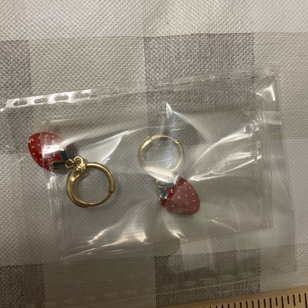 Gold filled strawberry earrings new! No tags